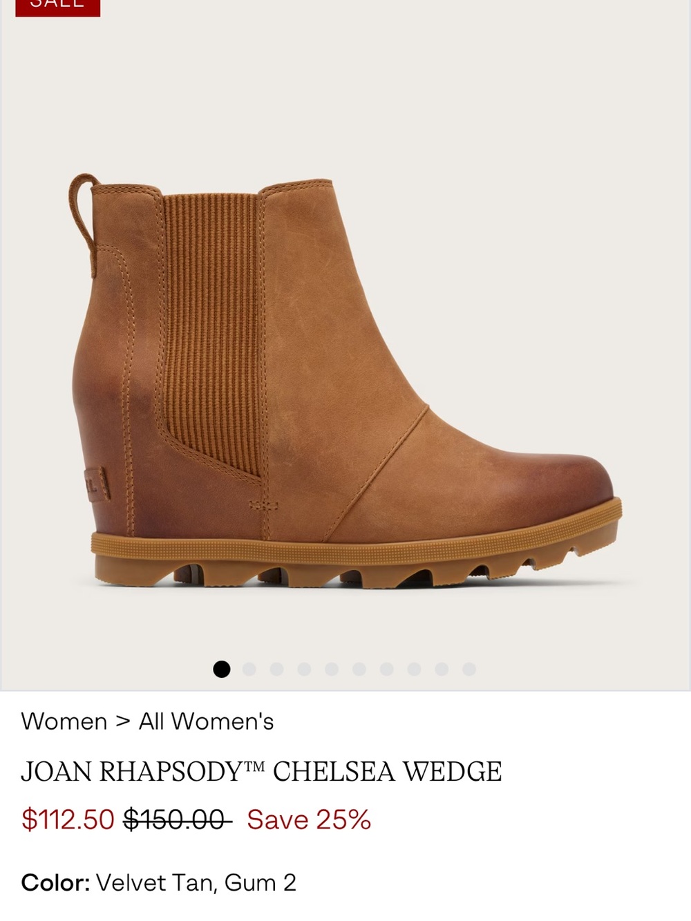 Sorel Joan Rhapsody Chelsea Wedge Boot in Velvet Tan